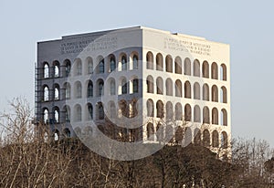 Square Colosseum. palace of Italian civilization. Rome, Italy photo